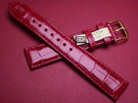 Louisiana Krokodil-Leder-Armband, signiert: Graf, 18mm im Verlauf auf 16mm, Farbe: rot glänzend (große Narbung) 