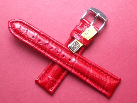 Louisiana Krokodil-Leder-Armband, 20mm im Verlauf auf 18mm Farbe: Rot 