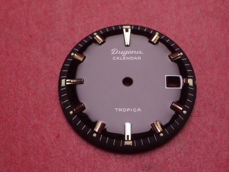 Dugena Tropica Calendar Zifferblatt, für Kal. 3314 auch ETA 2408, Ø 30,5mm, schwarz/goldfarben 