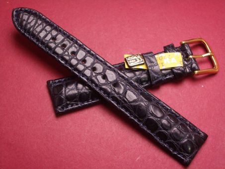 Louisiana Krokodil-Leder-Armband, 18mm im Verlauf auf 16mm, Farbe: dunkelblau matt 