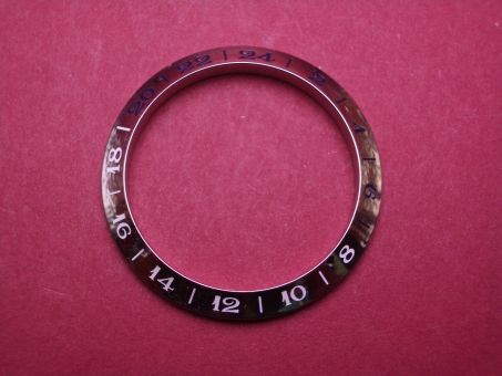 Cartier Lünettenring, Außen-Ø 35,4mm, Innen-Ø 28,4mm, Stahl, weiße und blaue Schrift 