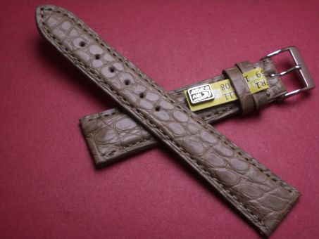 Krokodil-Leder-Armband, 20mm im Verlauf auf 16mm Farbe: taupe matt 