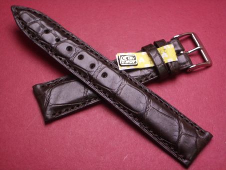 Louisiana Krokodil-Leder-Armband 20mm im Verlauf auf 18mm Farbe: dunkelbraun (große Narbung) 