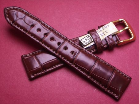 Louisiana Krokodil-Leder-Armband, 19mm im Verlauf auf 16mm, Farbe: dunkelbraun glänzend (große Narbung) 