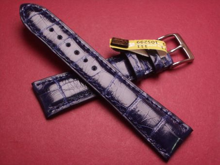 Louisiana Krokodil-Leder-Armband 20mm im Verlauf auf 16mm Farbe: dunkelblau glänzend (große Narbung) 