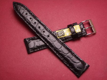 Louisiana Krokodil-Leder-Armband, 18mm im Verlauf auf 16mm Farbe: schwarz matt 