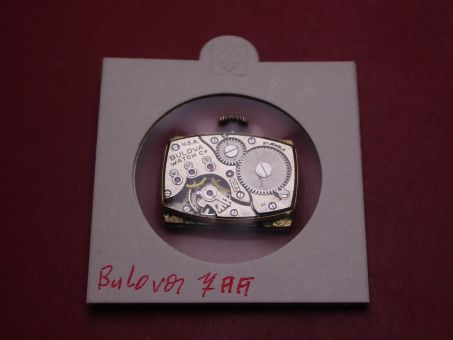 Bulova Uhrwerk Kal. 7AA mit Zifferblatt, Zeigern & Krone, Handaufzug, 17.55mm x 25.4mm x 3.55mm, 47H Gangreserve, f = 18,000 vph 