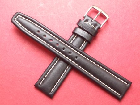 Leder-Armband Graf 16mm  Farbe: Schwarz weiße naht 