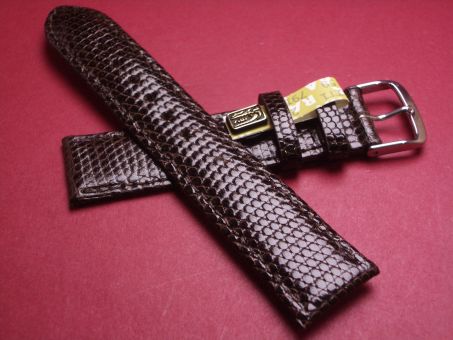 Eidechs-Leder-Armband 20mm im Verlauf auf 18mm Farbe: dunkelbraun glänzend 