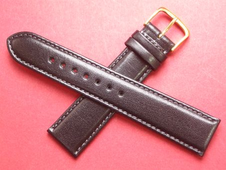 Leder-Armband Graf 20mm im Verlauf auf 18mm,  Farbe: Schwarz 