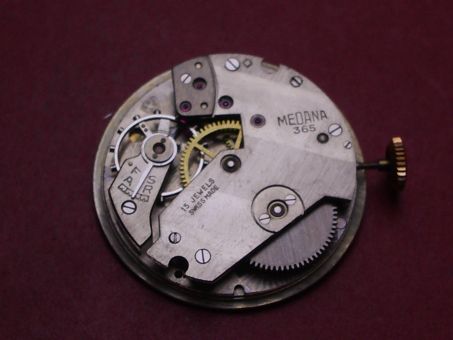 MST (Roamer) Uhrwerk Kal. 365 mit Medana Zifferblatt & Zeigern, Handaufzug, Ø 26.7mm, NOS (New Old Stock) 