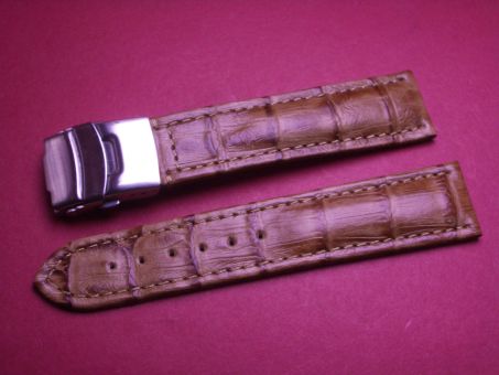 Leder-Armband 22mm im Verlauf auf 20mm, Farbe: braun, Edelstahl-Sicherheitsfaltschließe 