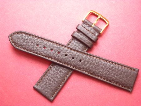 Leder-Armband Graf 20mm im Verlauf auf 18mm,  Farbe: Braun Schließe weiß