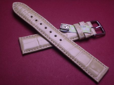 Louisiana Krokodil-Leder-Armband, 18mm im Verlauf auf 16mm, signiert: Graf, Farbe: pastellgelb glänzend (große Narbung) 