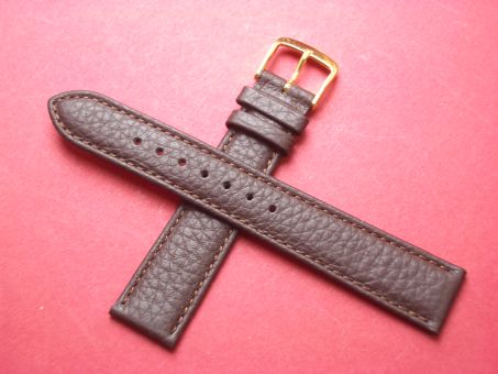 Leder-Armband Derdy 18mm im Verlauf auf 16mm,  Farbe: Braun Schließe weiß