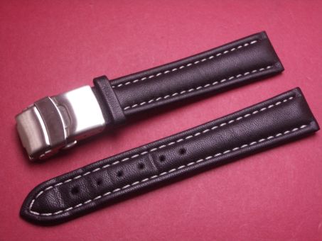 Leder-Armband 18mm schwarz, Edelstahl Sicherheitsfaltschließe 