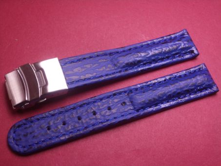 Leder-Armband, 18mm, Farbe: dunkelblau, Edelstahl-Sicherheitsfaltschließe 