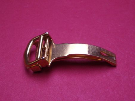 Cartier Faltschließe für Lederarmbänder, Stahl, vergoldet, 16mm, gebraucht 