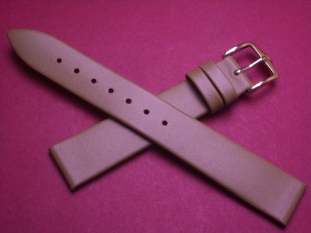 Hirsch Uhren-Armband, Kalbseder, 16mm im Verlauf auf 14mm, Farbe: karamell 