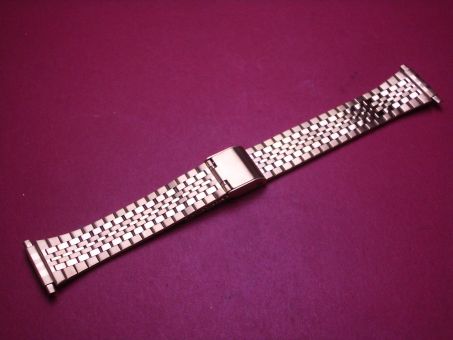 Metall-Armband, Stahl gelb, Breite: 22mm-16mm (Gehäuseanstoß verstellbar)-14mm, Länge: 15,7cm, mit Faltschließe 