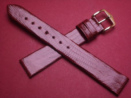 Hirsch Uhren-Armband, Eidechsenleder, 16mm im Verlauf auf 14mm, Farbe: rot-braun 