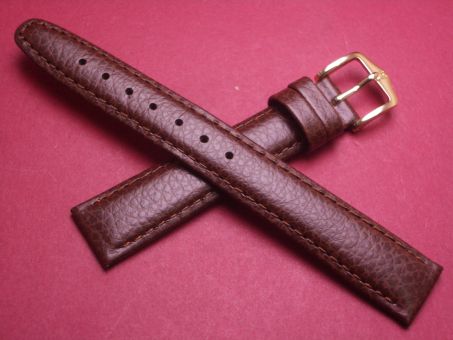 Hirsch Uhren-Armband, Kalbsleder, 16mm im Verlauf auf 14mm, Farbe: dunkelbraun 