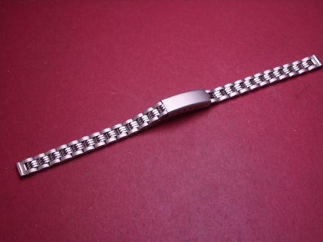 Metall-Armband, Stahl, Breite: 10mm-8mm, Länge: 16,3cm, mit Faltschließe und zwei losen Anstoßgliedern 
