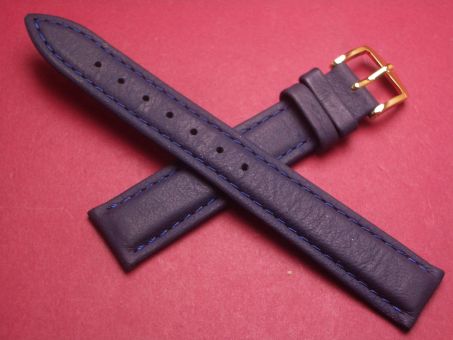 Hirsch Uhren-Armband, Kalbsleder, 16mm im Verlauf auf 14mm, Farbe: dunkelblau matt 