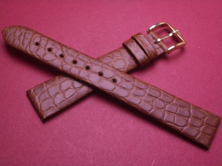 Hirsch Uhren-Armband, Krokoleder, 17mm im Verlauf auf 14mm, Farbe: braun matt 
