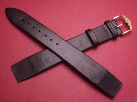 Hirsch Uhren-Armband, Kalbsleder, 18mm im Verlauf auf 16mm, für feste Stege, Farbe: schwarz 