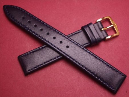 Hirsch Uhren-Armband, Kalbsleder, 15mm im Verlauf auf 14mm, Farbe: dunkelblau 