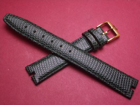Gucci Uhren-Armband, Kalbsleder mit Eidechsenprägung, 16mm im Verlauf auf 14mm, Farbe: dunkelgrün 