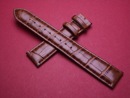 Leder-Armband, Kalbsleder mit Krokoprägung, 20mm im Verlauf auf 18mm, Farbe: braun, XL-Länge 
