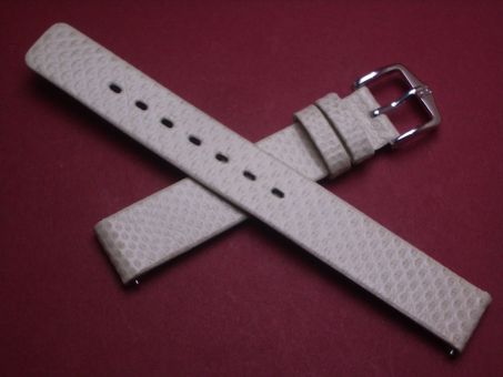 Hirsch Uhren-Armband, Kalbsleder mit Wasserschlangenprägung, 14mm, Farbe: creme 