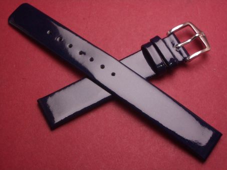 Hirsch Uhren-Armband, Kalbsleder, 14mm im Verlauf auf 12mm, Farbe: dunkelblau lackiert 