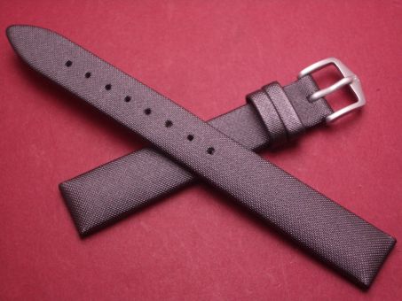 Hirsch Uhren-Armband, Kalbsleder mit Textil, 14mm im Verlauf auf 12mm, Farbe: silber-grau 