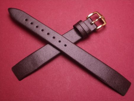 Hirsch Uhren-Armband, Kalbsleder, 14mm im Verlauf auf 12mm, für feste Stege, Farbe: dunkelbraun 