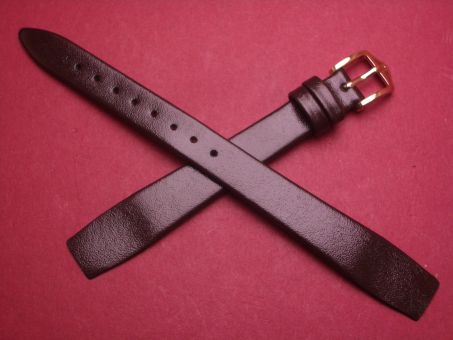 Hirsch Uhren-Armband, Kalbsleder, 13mm im Verlauf auf 10mm, für feste Stege, Farbe: dunkelbraun 