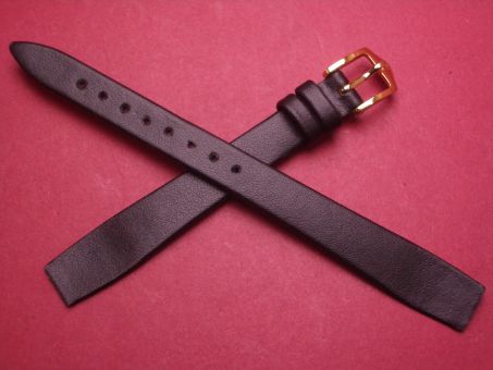 Hirsch Uhren-Armband, Kalbsleder, 13mm im Verlauf auf 10mm, für feste Stege, Farbe: schwarz 
