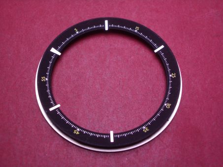 Uhren-Lünette, Stahl, Außen-Ø 41mm, Innen-Ø 32mm, schwarz/weiß/gelb, gebraucht 