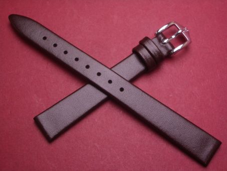Hirsch Uhren-Armband, Kalbsleder, 12mm im Verlauf auf 10mm, Farbe: dunkelbraun 