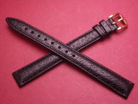 Hirsch Uhren-Armband, Wildschweinleder , 12mm im Verlauf auf 10mm, Farbe: schwarz 