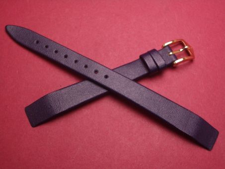 Hirsch Uhren-Armband, Kalbseder, 12mm im Verlauf auf 10mm, für feste Stege, Farbe: dunkelblau 