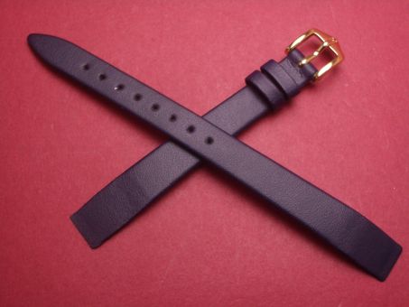 Hirsch Uhren-Armband, Kalbsleder, 12mm im Verlauf auf 10mm, für feste Stege, Farbe: dunkelblau 