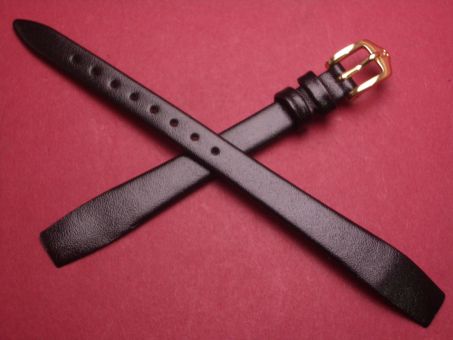 Hirsch Uhren-Armband, Kalbsleder, 11mm im Verlauf auf 8mm, für feste Stege, Farbe: schwarz 