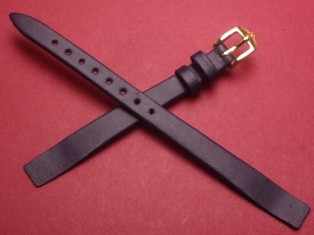 Hirsch Uhren-Armband, Kalbsleder, 10mm im Verlauf auf 8mm, für feste Stege, Farbe: dunkel blau 