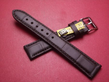 Lederarmband, Krokodil, Breite: 18mm-16mm, Länge: 118mm & 77mm, Farbe: dunkelbraun matt 