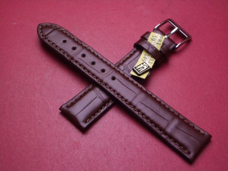 Lederarmband, Krokodil, Breite: 18mm-16mm, Länge: 118mm & 77mm, Farbe: dunkelbraun matt 