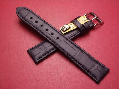 Lederarmband, Krokodil, Breite: 18mm-16mm, Länge: 118mm & 77mm, Farbe: dunkelblau matt 