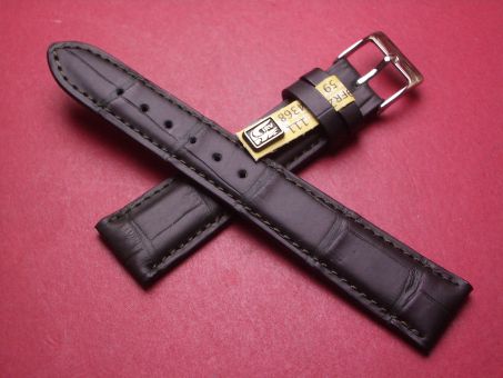 Lederarmband, Krokodil, Breite: 19mm-16mm, Länge: 117mm & 79mm, Farbe: dunkelgrün matt 